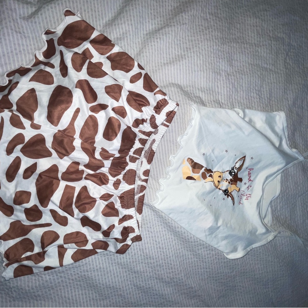 Giraffe Print Pajama Set